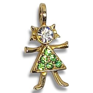 Vintage K.L.S. Birthstone Charm Gold Green Peridot August Daughter Granddaughter